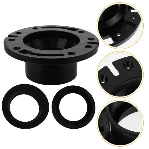ETHZZLE Toilet Tank to Bowl Gasket 1 Set Black ABS Sealing Leakproof Easy Installation RV Bathroom Use