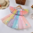 thumbnail image 3 of IBTOM CASTLE Toddler Baby Girls Birthday Party Dress Butterfly Embroidery Princess Tulle Tutu Wedding Pageant Evening Prom Ball Gown 12-18 Months Rainbow Flower, 3 of 8