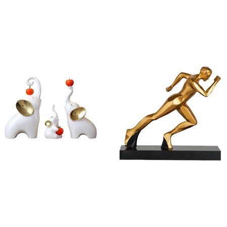CarpNettore Abstract Elephant Family Sculpture Modern Art Figurine Animal Statues for Home Decor Entryway Tabletop Living Room Bedroom Desk