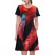 thumbnail image 1 of Balery Closeup Red Flamingo Portrait Vestidos sueltos de manga corta para mujer, vestidos de verano 2025, vestidos casuales de corte A con vuelo., 1 of 6