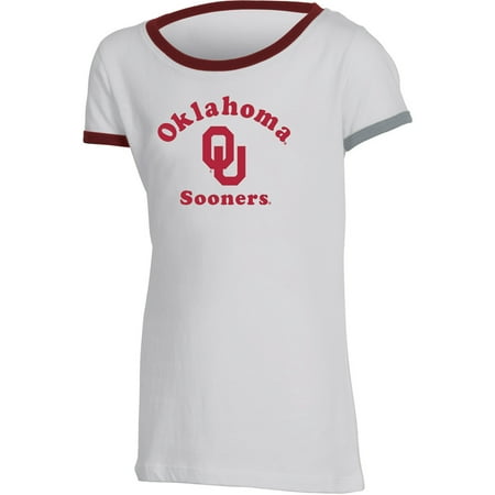 Oklahoma Russell Silk - Girls Youth Russell White Oklahoma Sooners Ringer T-Shirt