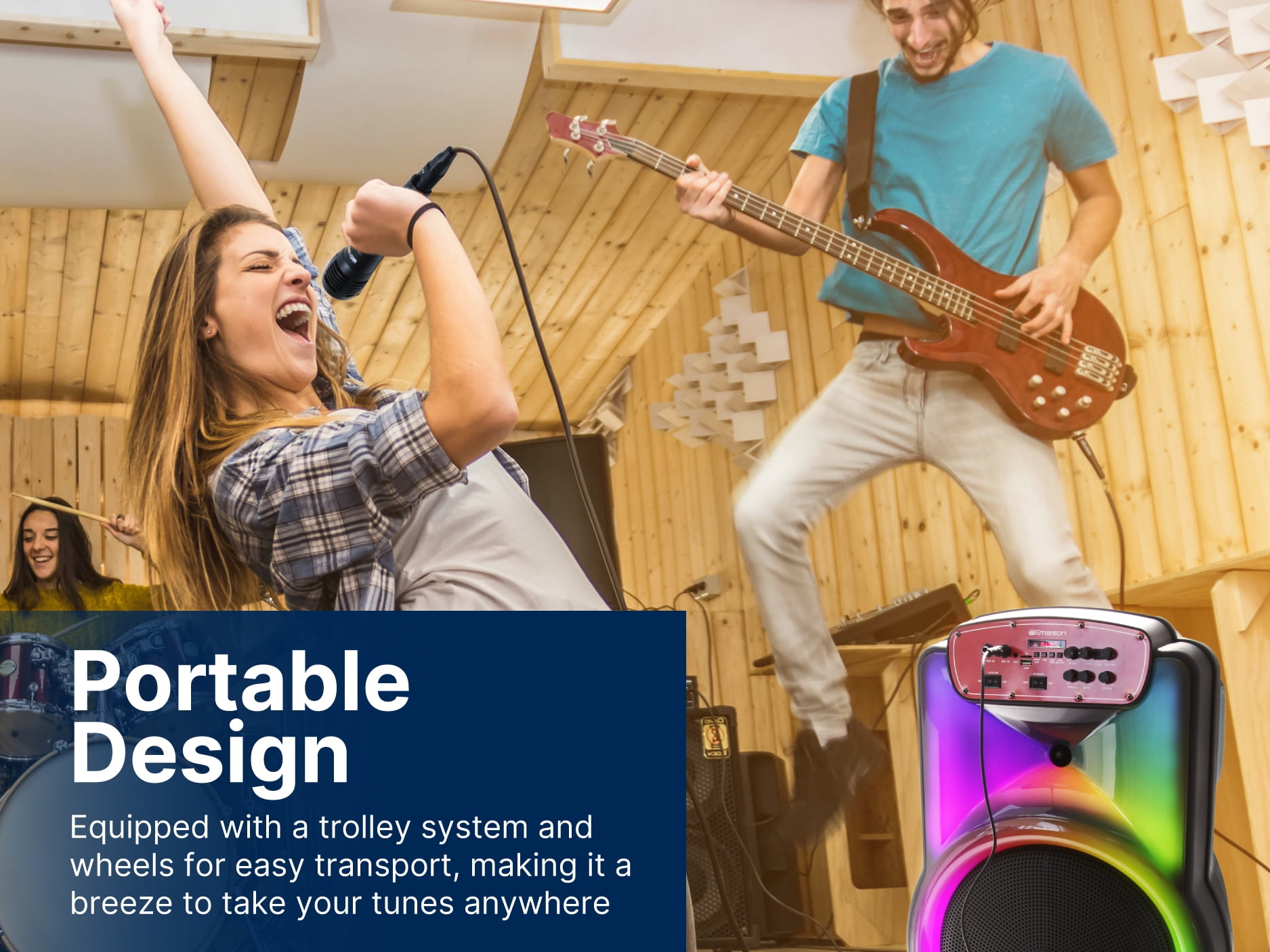Emerson EDS-1520 Portable Bluetooth 15" Party Speaker with Flame Lighting