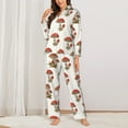 thumbnail image 3 of Kll Red Mushrooms Print Women'S Long Sleeve Pajamas With Pants Sleepwear Loungewear 2 Set-Xx-Large, 3 of 9
