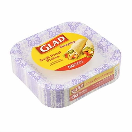 Brand Buzz Glad Everyday Paper Disposable Plates - Pack of 50