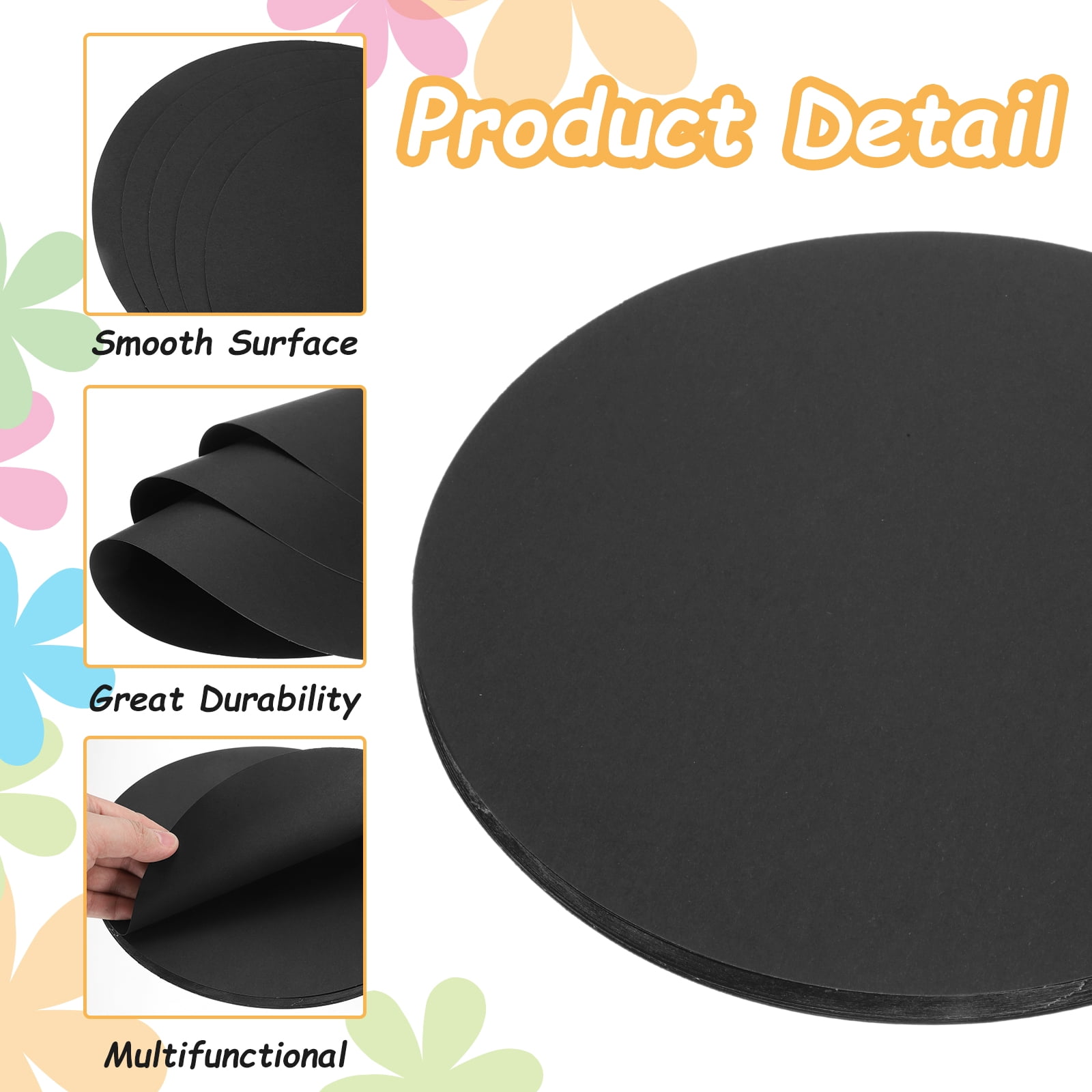 Uxcell Circle Kraft Paper, Round Shape Cardstock Paper Circle Bulletin Board for Art Supplies, Origami, Paper Crafting Black 11.4 x 11.4 Inch