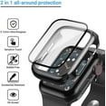 thumbnail image 3 of 2 Pack Hard PC Case with Tempered Glass Screen Protector 45mm 41mm 44mm 40mm 42mm 38mmCompatible with Apple Watch Series 3 4 5 6 SE 7 - 1 gold + 1 Transparent, 3 of 9