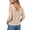 Khaki, variant on Women's Leaf Pattern V Neck Sweater - Reversible Long Sleeve Knit Top with Cutout Details