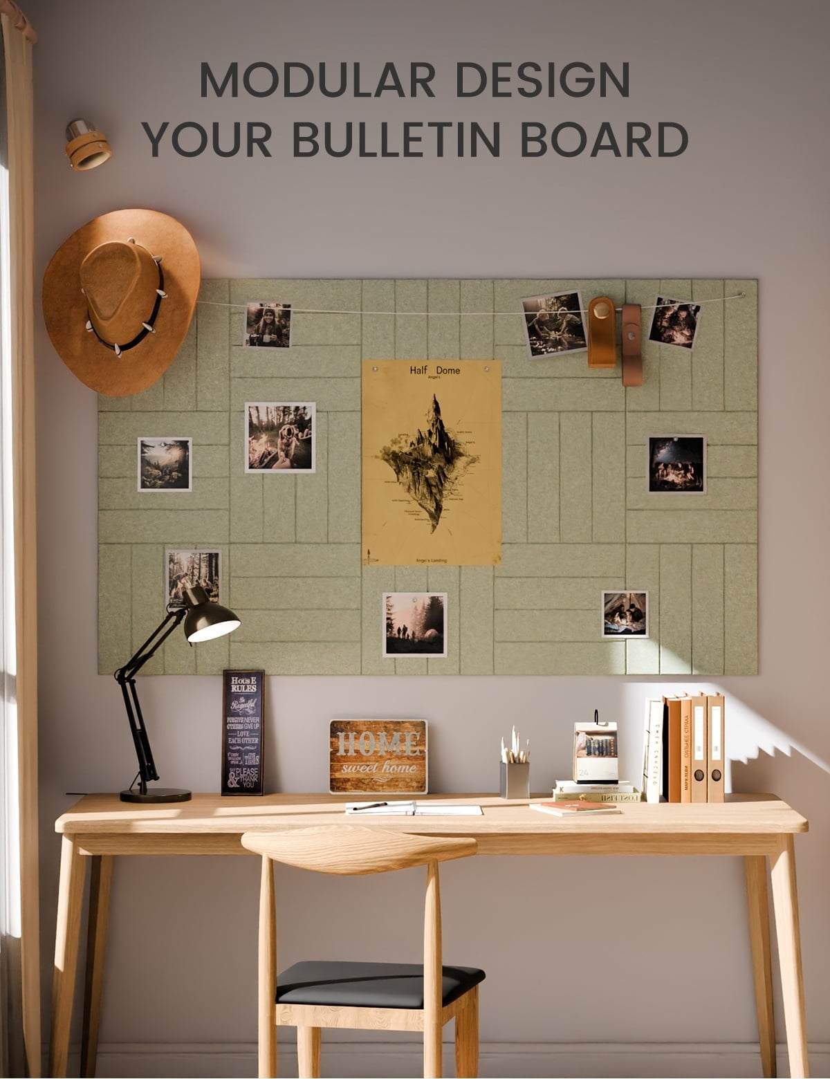 Fluxynara Large Felt Bulletin Board 36"x24" Cork Board Alternative - 6 Pack with 40 Safe Removable Adhesive Tabs, Cork Boards for Walls Felt Board for Home Office Classroom Pin Board-Sage Green