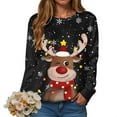 thumbnail image 2 of TTUHYWXI 2025 Womens Ugly Christmas Sweatshirt Funny Cute Xmas Tree Reindeer Snowman Tops Long Sleeve Crewneck Sweater (Black, XXL), 2 of 5