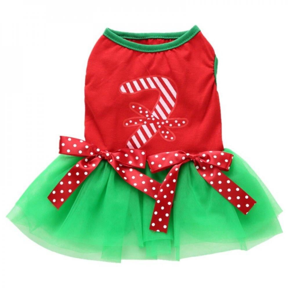 Wisremt BowKnot Dog Dress Christmas Pet Dog Clothes Party Costume Mesh Tutu Skirt Dog Clothes