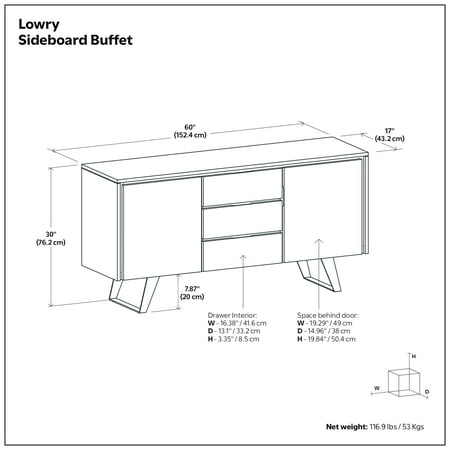 Simpli Home - Lowry Modern Industrial Acacia Wood And Metal 2-Door 3-Drawer Sideboard - Distressed Gray