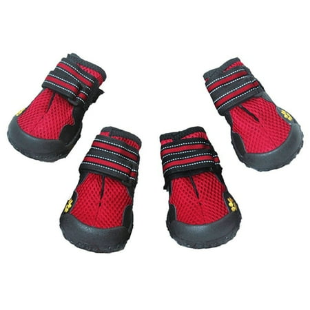 ROMANSENTIAL 4Pcs Waterproof Pet Mesh Shoes Breathable Dog Boots Paws Protector for Outdoor Hiking