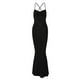 thumbnail image 2 of SAYOO , vestidos largos negros de verano para mujer, vestidos elegantes sin espalda con tirantes finos, vestidos de una pieza de verano tipo cruz SAYOO casual, 2 of 5