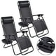 thumbnail image 1 of Costway Sillas de Gravedad Cero 2 Pzas, Reclinables Plegables para Patio, para Exteriores, Color Negro, con Portavasos, 1 of 7