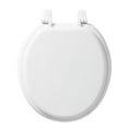 thumbnail image 2 of White Round Enameled Wood 17”x14.5” Front Toilet Seat, 2 of 9