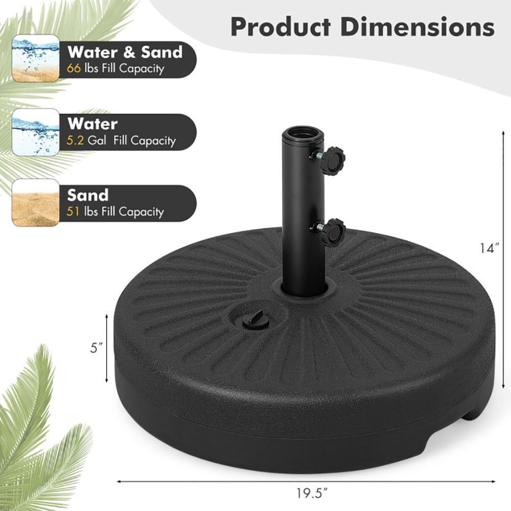 Aimee Lii 19.5 Inch Fillable Round Umbrella Base Stand for Yard Garden Poolside, Outdoor Umbrella Stand, Black