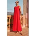 thumbnail image 4 of Datmelove Women's Summer Boho Casual Sleeveless Beach Dress Long Side Slit Ric Rac Maxi Sundress, 4 of 5