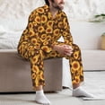 thumbnail image 7 of Salouo Vintage Brown Plaid Sunflower Print Button-Front Long Sleeve Pajama Set for Men, Soft 2Pjs Men's Long Sleeve Sleepwear-, 7 of 7