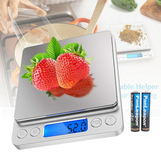 Tomiba Digital Kitchen Food Scale 11 lb Grams and Ounces Small Stainless Steel Backlit Silver Batteries Included
