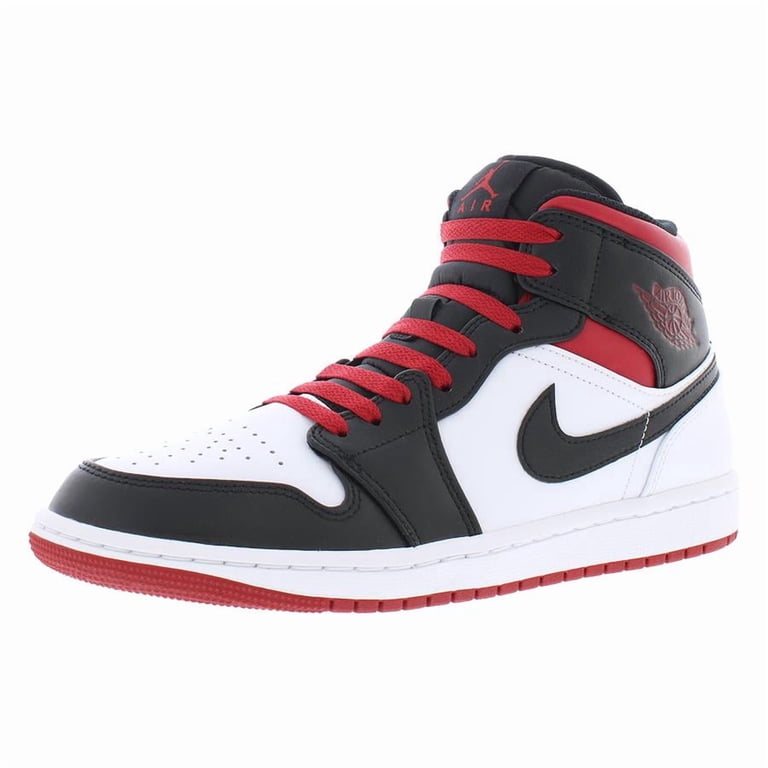 Jordan Men's Air Jordan 1 Mid White/Gym Red-Black Basketball Shoes