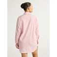 thumbnail image 3 of Joyspun Women’s Woven Long Sleeve Button Front Sleepshirt, Sizes XS-3X, 3 of 5
