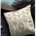 thumbnail image 4 of 18" Off White Orange Aqua Paisley Indoor Outdoor Zipper Throw Pillow, 4 of 4