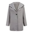 thumbnail image 3 of Women's Single Breasted Hooded Jacket Casual Trench Coat Fall Pea Coats Winter Overcoat Jacket Gray L, 3 of 9