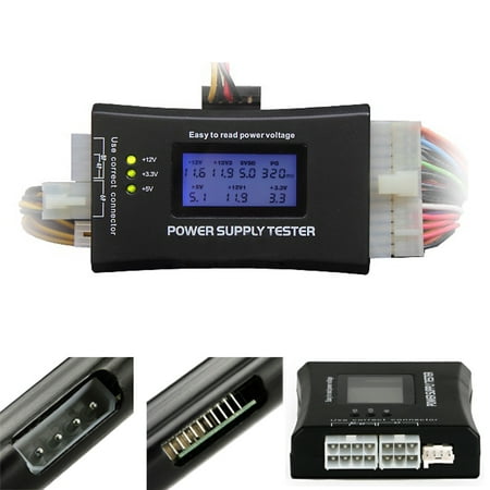 HDE 20+4 Pin LCD Power Supply Tester for ATX, ITX, BTX, PCI-E, SATA, (Best Power Supply Tester)