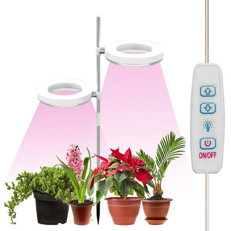 

AoHao LED Plant Grow Lights USB Powered Full Spectrum Plant Growth Lamp Adjustable Height Light Color Indoor Plant Grow Stake Light Circle for Greenhouse Home Seedlings Potted Plants(Double-head)