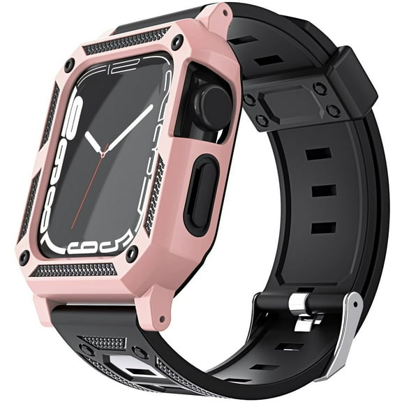 Xpm Compatible with Apple Watch Size 38/40/41mm Shockproof Durable Sport Rugged Case Band Full Protection Tough with Strap Protective Cover [ Rose Gold ]