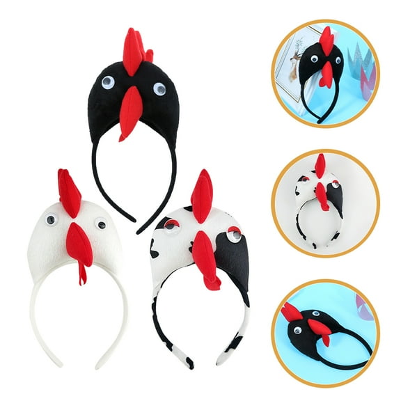 Hemoton 3pcs Chicken Headbands Funny Headbands Costume Headband Animal Headpiece Photo Props