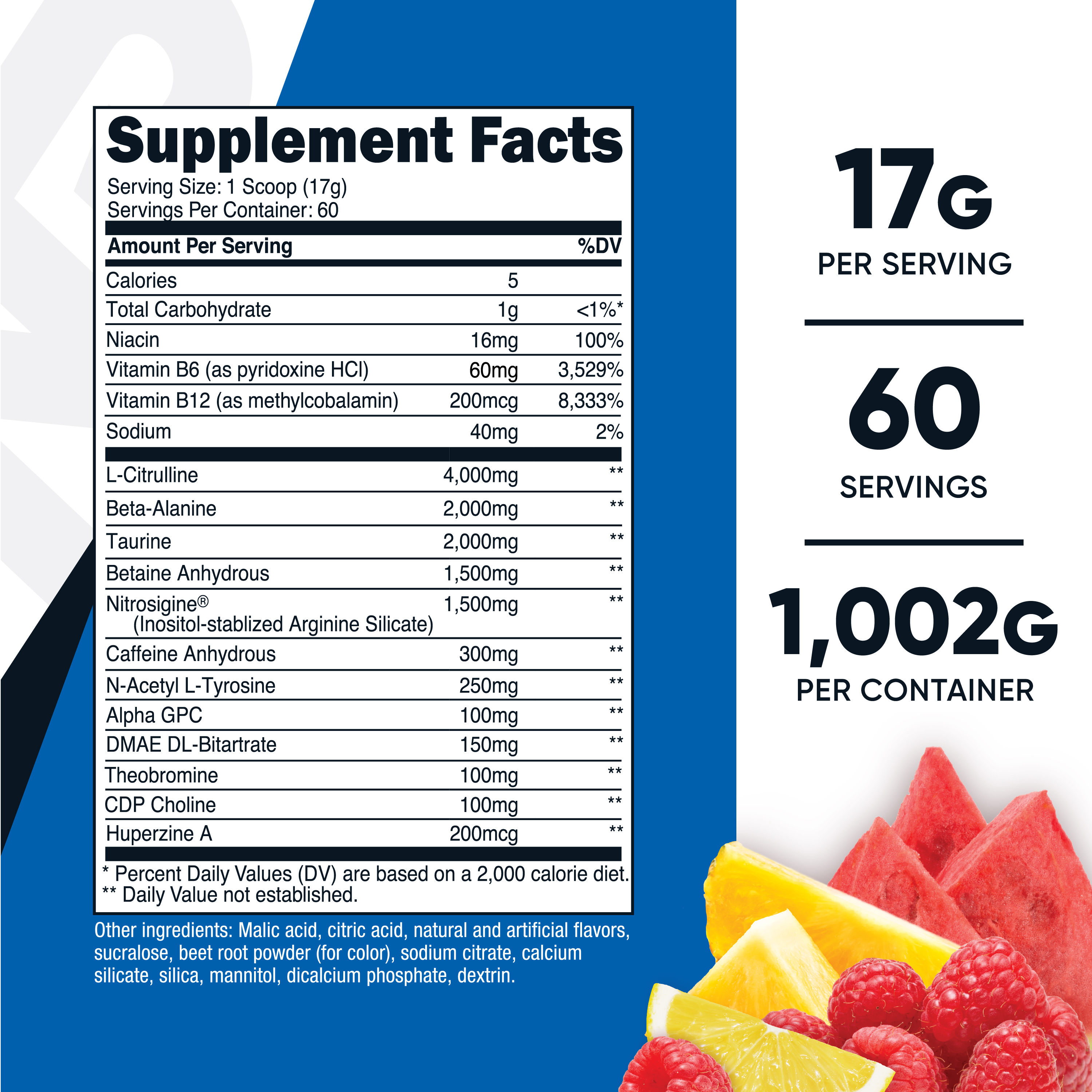 Nutricost Pre-X Xtreme Pre-Workout Complex Powder, Fruit Punch, 60 Servings, Vegetarian, Non-GMO and Gluten Free