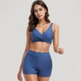 thumbnail image 6 of Women's Twist Front Bikini Top and High Waist Swim Shorts Set with Supportive Wide Straps and Soft Stretch Fit - Small, Blue, 6 of 7