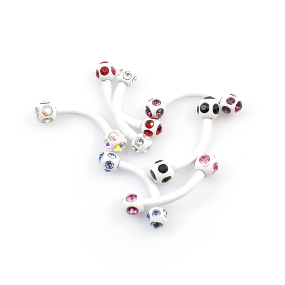 Package of 7 Curve Barbells with Multiple Cubic Zirconia 16g Eyebrow, Rook