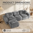 thumbnail image 3 of Daeorio 112" Modular Sectional Cloud Couch,Velvet Upholstered Sofa Boneless Modern Comfy No Assembly Required Deep Seat Loveseat Sofa for Living Room,Bedroom,Apartment(Gray,L-Shaped), 3 of 8