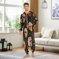 thumbnail image 2 of 1-Pack  Onesie Jumpsuits For Men&Women Winter One Piece Zipper Pajamas Playsuit Leopard Skulls, 2 of 6
