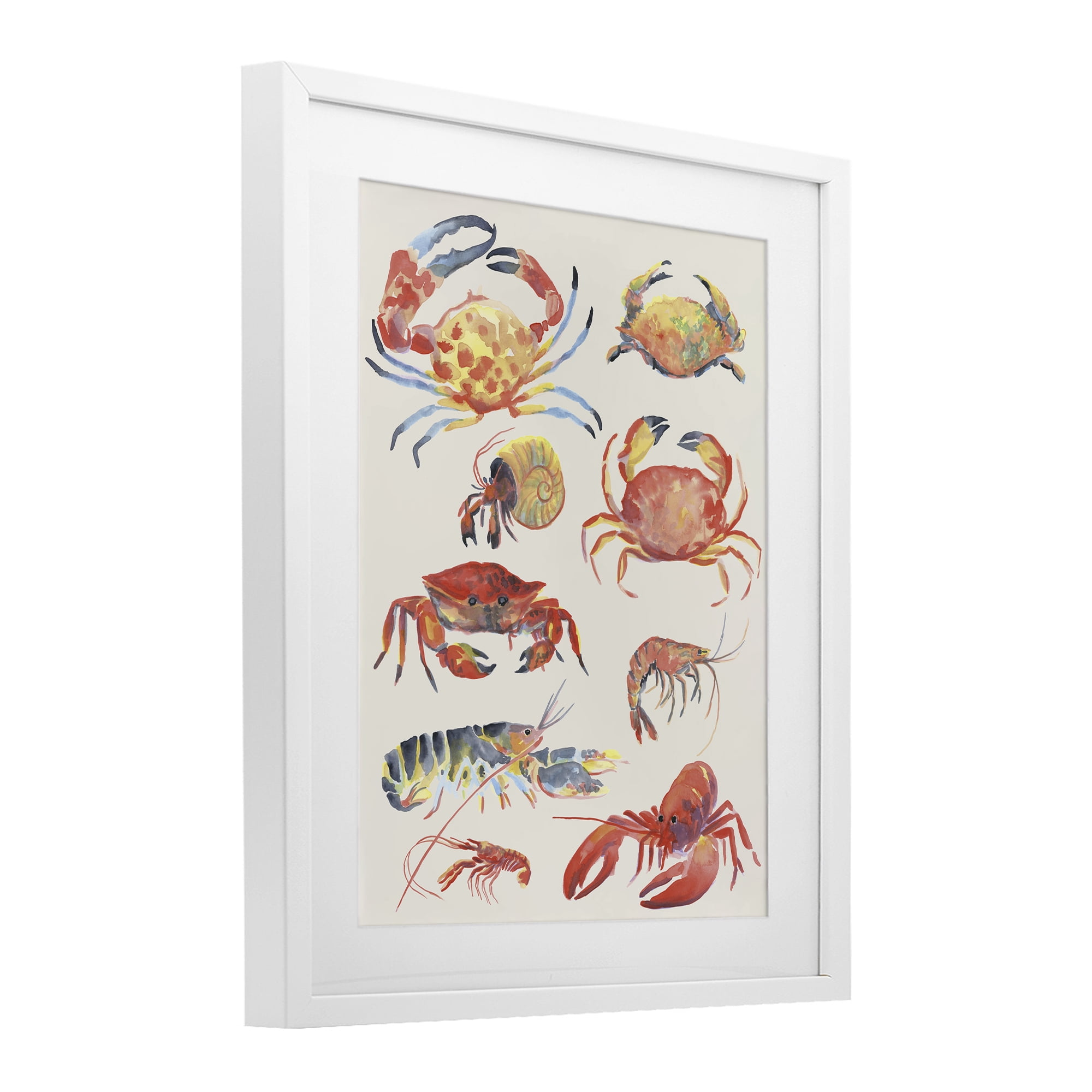 Stupell Industries Nautical Crustacean Collection White Framed Print Under Glass, design by June Erica Vess