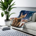thumbnail image 3 of Hello Winter Abyssinian Welcome Snowy Night Watercolor Vintage Cozy Sherpa Blanket Cat Lover Kitten Owner Gifts Warm Soft Throw Blanket - 01011, 3 of 5