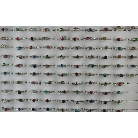 EOEMY Women'S Jewelry Wholesale Bulk Lots 30Pcs Cute Full Round Rhinestone Rings