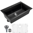 thumbnail image 1 of KFFKFF 33 inch Kitchen Sink Workstation, Top Mount Granite Sinks, Drop-In Single Bowl Farmhouse Basin with Multiple Accessories, Household Dishwasher Sinks for RV, Prep Kitchen, and Bar (Black), 1 of 9