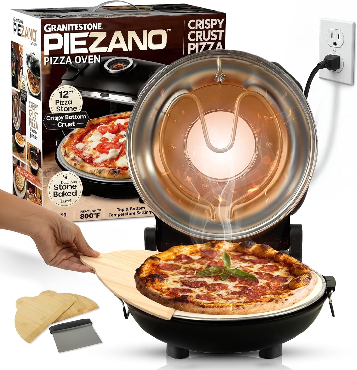 Piezano Pizza Oven Exclusive Bundle with Pizza Cutter + Dough