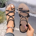 thumbnail image 4 of hoksml Women's Braided Gladiator Flat Sandals Crisscross Straps Open Toe Bohemian Summer Beach Shoes, 4 of 9