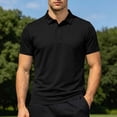 thumbnail image 3 of Luvrsol Men T Shirts Solid Basic Short Sleeve Lapel Collar Cotton Casual Daily Tops S-3XL, 3 of 8