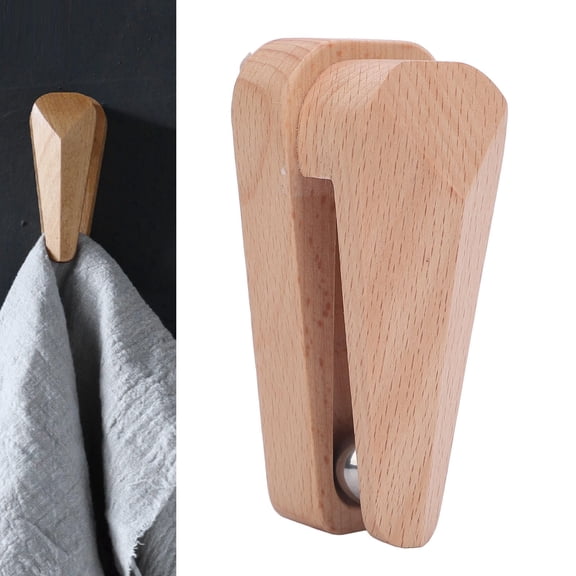 Xirurus Towel Clip, Solid Wood Self-Adhesive Wall Mount Holder for Bathroom Kitchen, Space Saving Home Decor