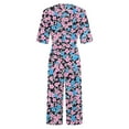 thumbnail image 4 of Xdegoge One Piece Jumpsuits for Women Boho Floral Print Short Sleeve V Neck Summer Jumpers with Pockets Wide Leg Loose Dressy Casual Rompers Fashion Overalls Plus Size of The Day, 4 of 5