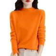 thumbnail image 2 of Wool Sweaters for Women 2024 New Merino Wool Long Sleeve Mock Neck Soft Warm Knit Jumpers Seamless Pullover Sweater Orange M, 2 of 5