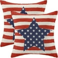 thumbnail image 2 of 4th of July Pillow Covers 18x18 Inch Set of 2 Memorial Day Independence Day Red Stripe Blue Star Decor Throw Pillows American Flag USA Patriotic Outdoor Cushion Cases for Couch Bed Decorations, 2 of 8