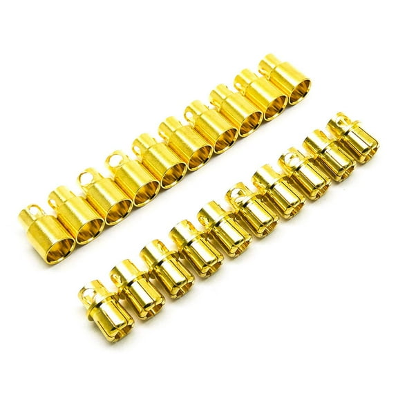 20pcs 8mm Bullet Connector Banana Plug 300A Rated (10x Male / 10x Female)