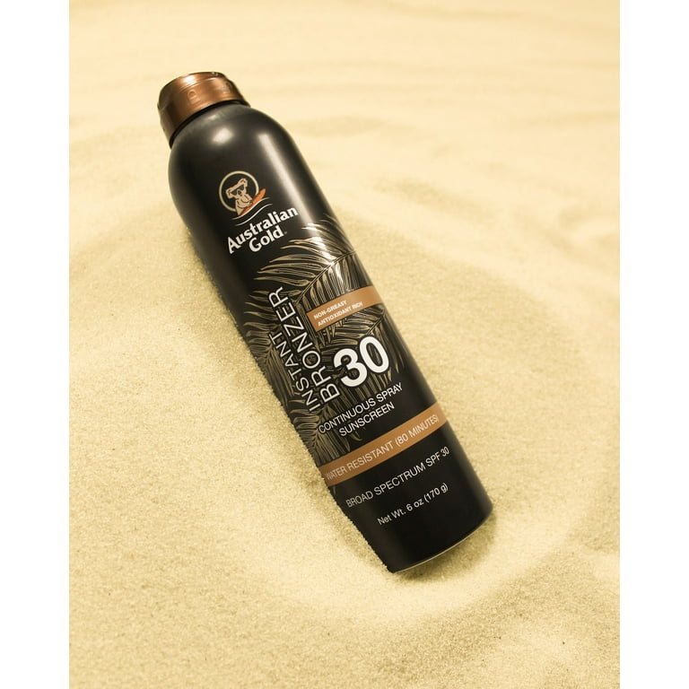 Australian Gold Continuous Spray Sunscreen With Bronzer 6oz - SPF 30 Australian Gold Continuous Spray Sunscreen With Bronzer 6oz - SPF 30
