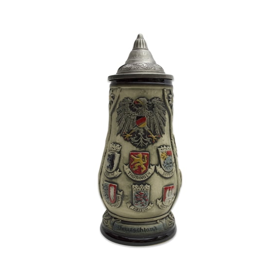 Deutschland Coat of Arms Collectible Beer Stein with Engraved Metal Lid